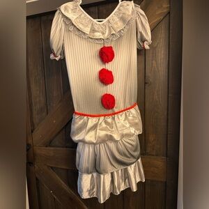 Kids Silver Clown Costume with Red Accents
